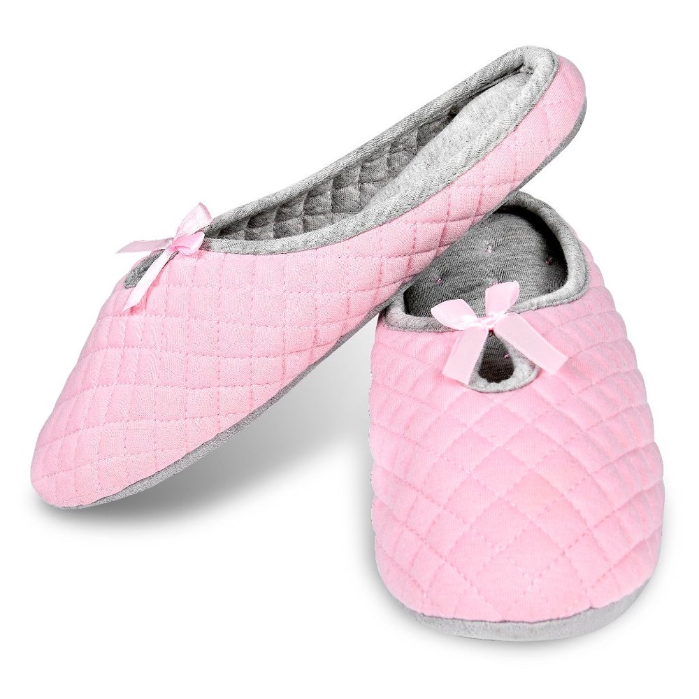 Quilted Cotton Ballet Style House Slipper, Pink